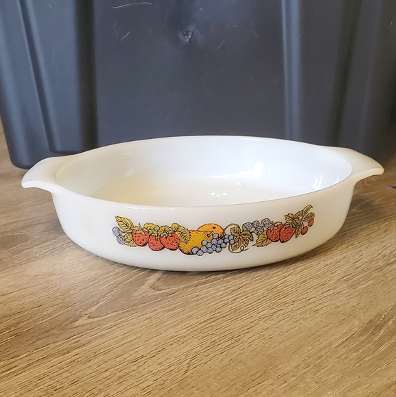Fire King Kitchen Vintage Fire King Fruit Harvest Casserole Dish